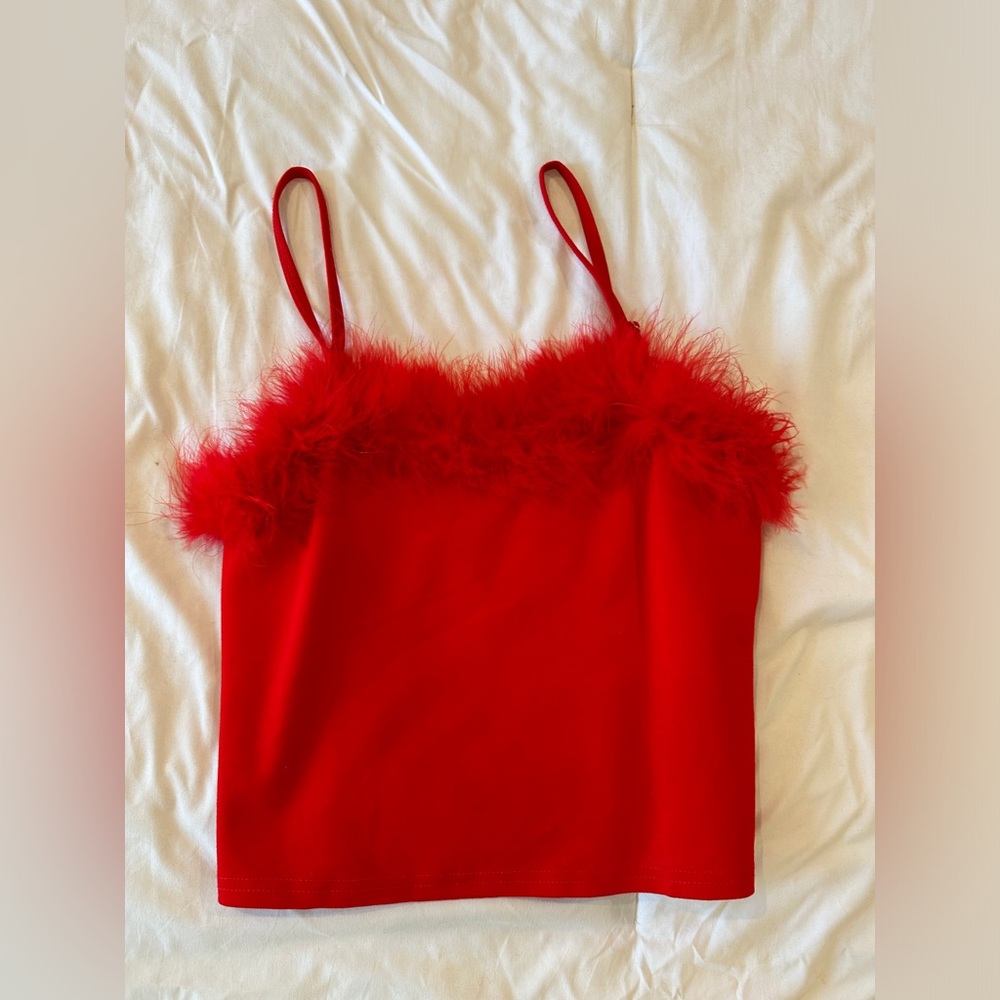 Red Feather Cropped Cami Top